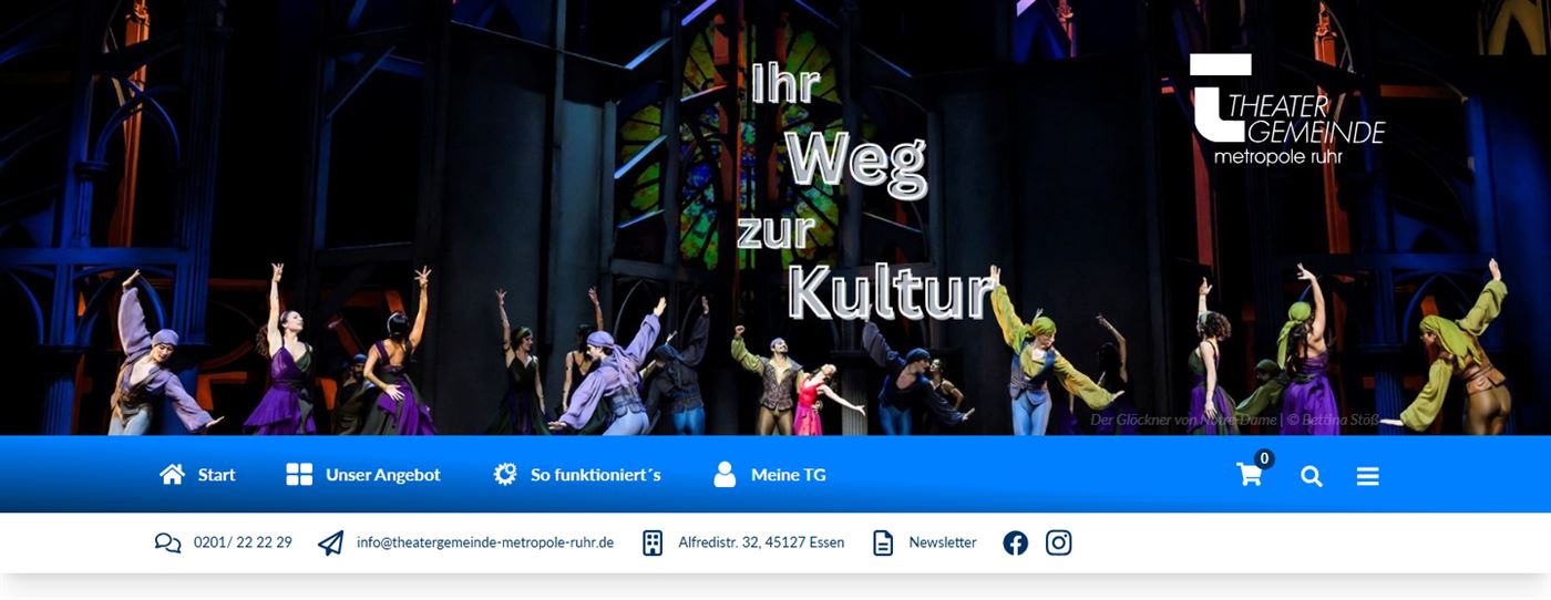 Screenshot der Website Theatergemeinde Metropole Ruhr